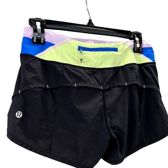 Lululemon Run Speed Shorts size 4 Black Quilt Built in Brief 4 Way Stretch - Picture 1 of 6